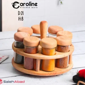 فروش عمده جا ادویه چرخشی چوبی 8 تایی CAROLIN