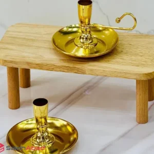 فروش عمده جاشمعی فلزی دسته دار طلایی