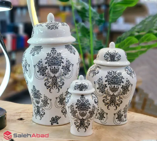 فروش عمده جینجر جار سرامیکی گلدار 3 تکه