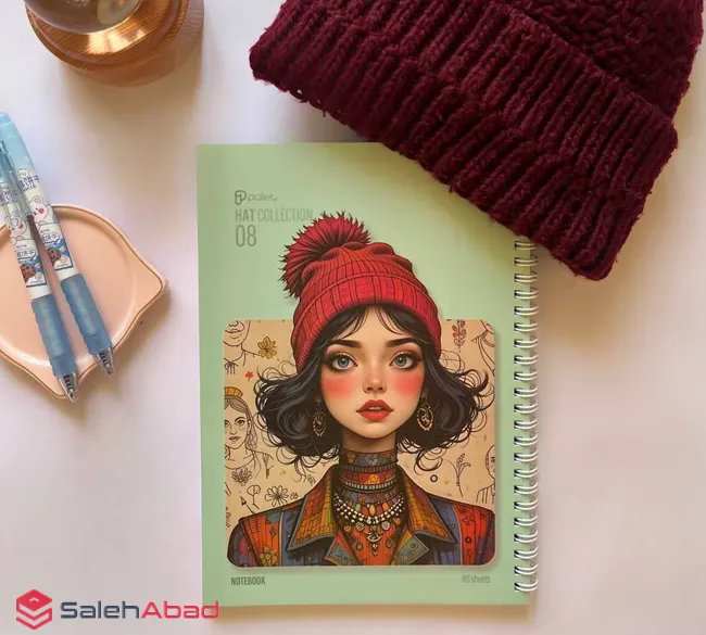فروش عمده دفتر سیمی طرح دختر کلاه دار
