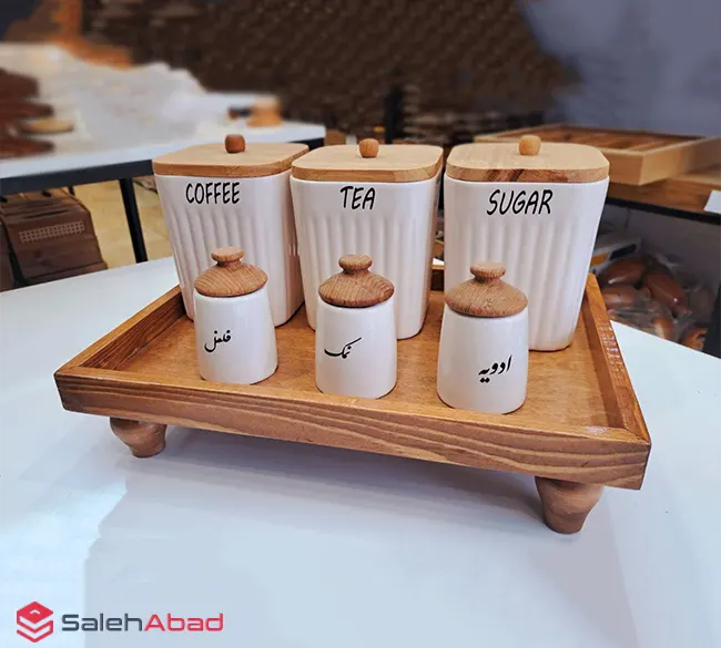 فروش عمده سینی سرو چوبی مستطیل پایه دار