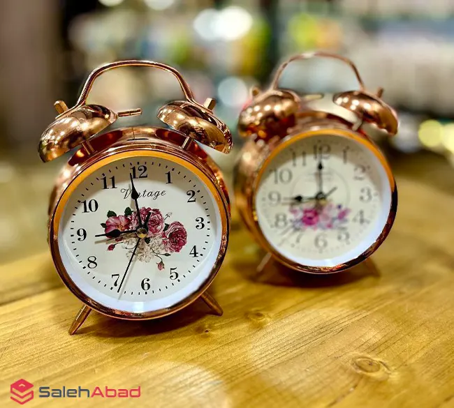 فروش عمده ساعت رومیزی فلزی طرح گلدار