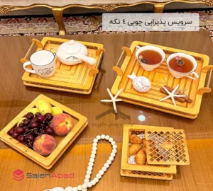 فروش عمده سرویس پذیرایی چوبی 4 تکه