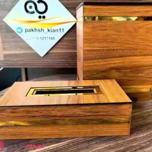 فروش عمده ست جا دستمال و سطل چوبی