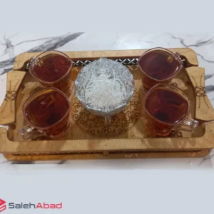 فروش عمده سینی پذیرایی چوبی طرح پاپیون