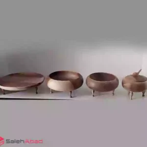فروش عمده ظروف پذیرایی چوبی گردو 4 تکه