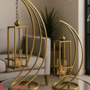 فروش عمده فانوس دکوری آویز دار طلایی