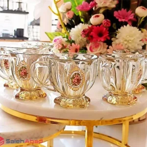 فروش عمده فنجان بلور طرح گل رز مدل آیس