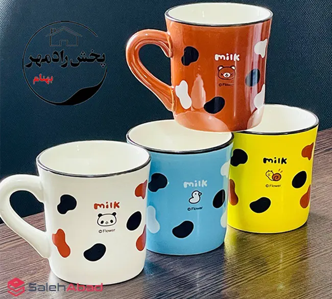 فروش عمده ماگ سرامیکی رنگی طرح MILK