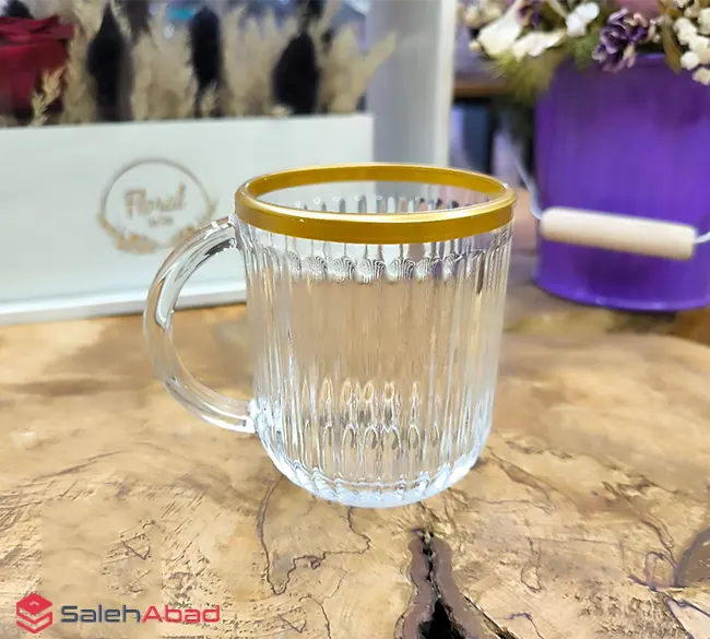 فروش عمده نیم لیوان بلور لب طلا مدل یلدا
