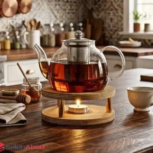 فروش عمده پایه وارمر قوری چوبی گرد