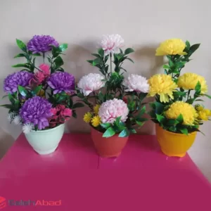 فروش عمده گلدان گل داوودی مصنوعی 4 گل