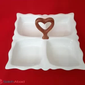 فروش عمده اردو خوری چینی 4 خانه دسته چوب
