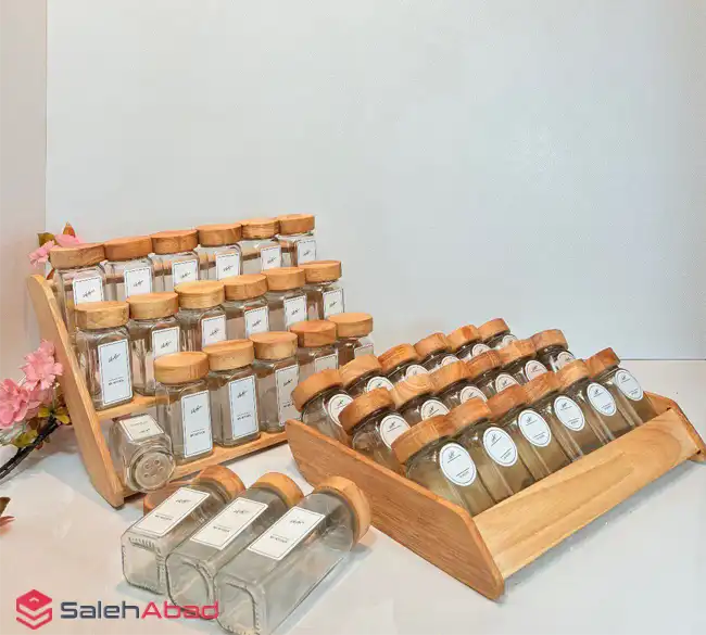 فروش عمده استند ادویه مکارتی چوبی 3 طبقه