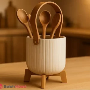 فروش عمده جا قاشقی سرامیکی دسته چوبی