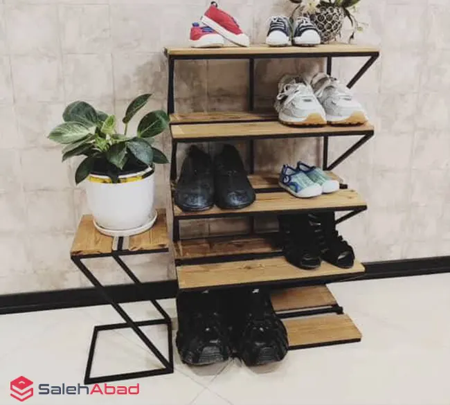 فروش عمده استند جا کفشی فلزی کف چوبی