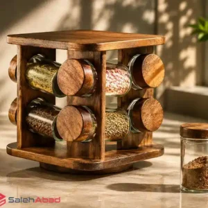 فروش عمده جا ادویه گردان چوبی 8 عددی