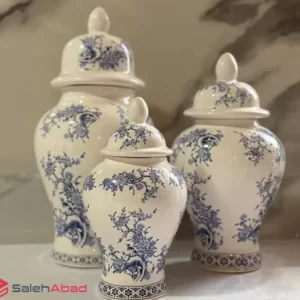 فروش عمده جینجر جار طرح گل آبی 3 تکه