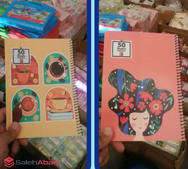 فروش عمده دفتر سیمی 50 برگ جلد طلقی