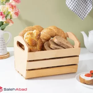 فروش عمده سبد نان چوبی مستطیلی دسته دار