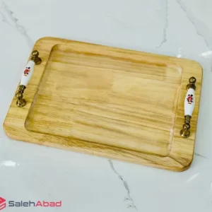 فروش عمده سینی چوبی مستطیل دسته گلدار