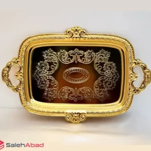 فروش عمده سینی پذیرایی دسته دار طلایی