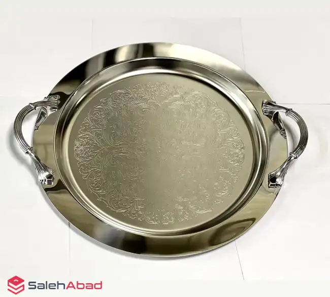 فروش عمده سینی استیل گرد دسته دار KORKMAZ
