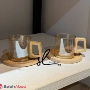 فروش عمده ماگ پیرکس دسته چوبی با زیره
