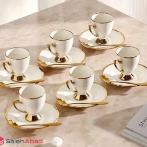 فروش عمده فنجان نعلبکی قهوه طرح لب طلا