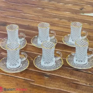 فروش عمده فنجان نعلبکی 12 پارچه لب طلایی