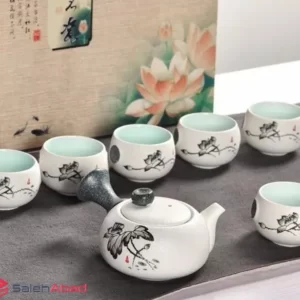 فروش عمده ست قوری و فنجان چای گلدار