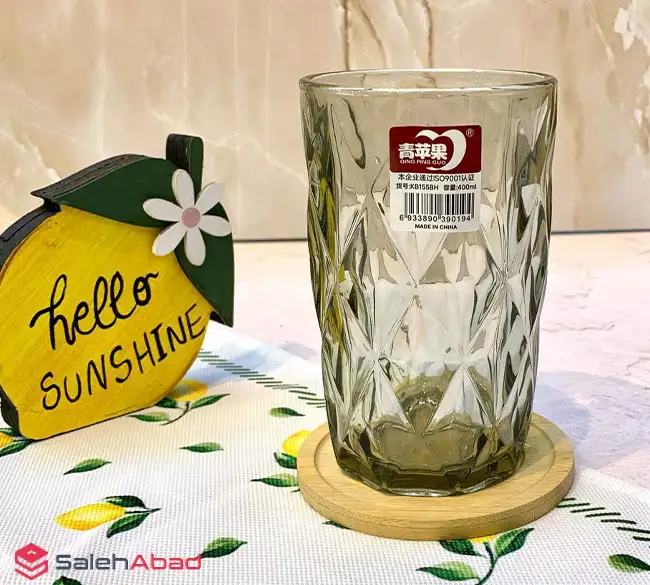 فروش عمده لیوان شیشه ای طرح لوزی 400 میل