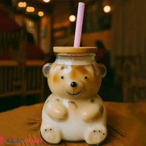 فروش عمده ماگ اسموتی درب چوبی طرح خرسی