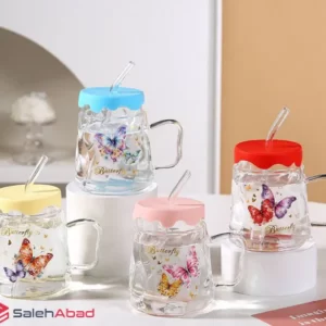 فروش عمده ماگ پیرکس درب سیلیکونی نی دار