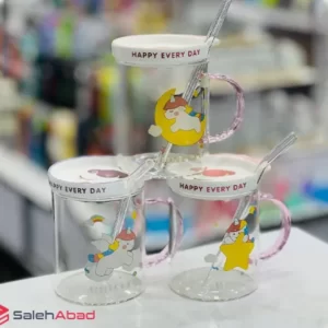 فروش عمده ماگ پیرکس نی دار طرح یونیکورن