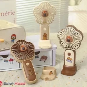 فروش عمده پنکه شارژی پایه دار طرح گل