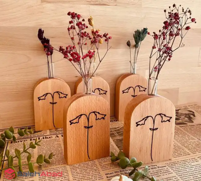 فروش عمده گلدان چوبی لوله ای مینیمال