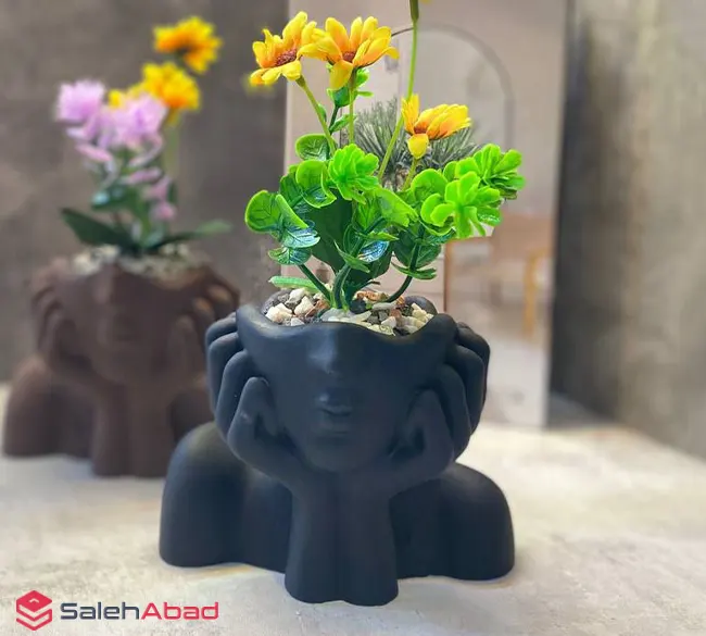 فروش عمده گلدان سنگی گل مینا مصنوعی