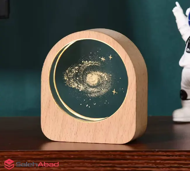 فروش عمده گوی کریستال کهکشان پایه چوبی