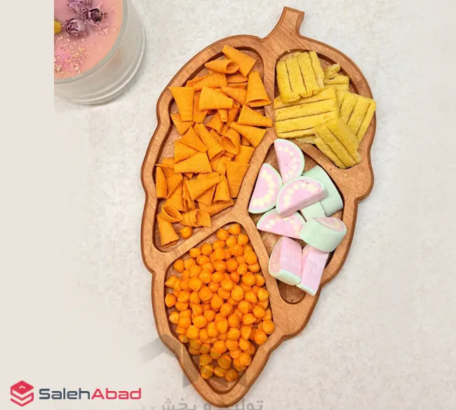 فروش عمده ظرف اردو خوری چوبی برگی 4 خانه