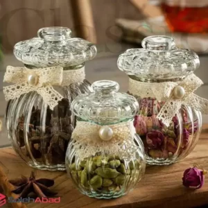 فروش عمده ست جا ادویه شیشه ای طرح کدو