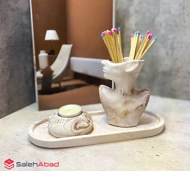 فروش عمده ست جاشمعی و گلدان سنگ مصنوعی