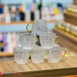 فروش عمده قهوه خوری پیرکس دسته طلایی