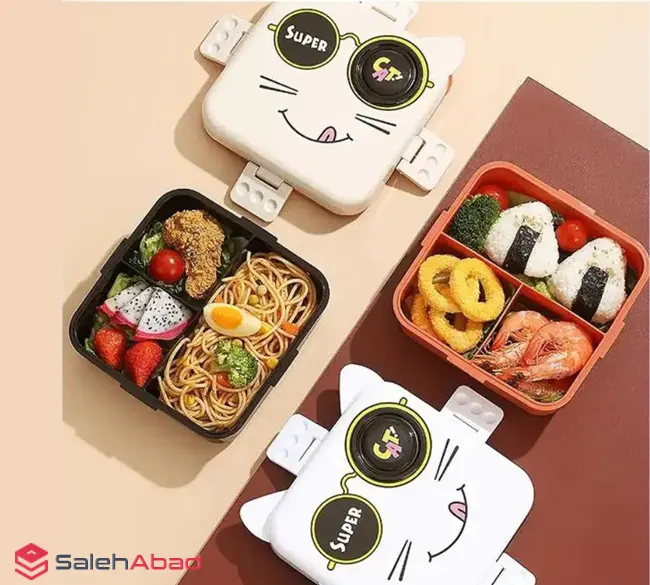 فروش عمده ظرف غذا کودک مربع طرح گربه