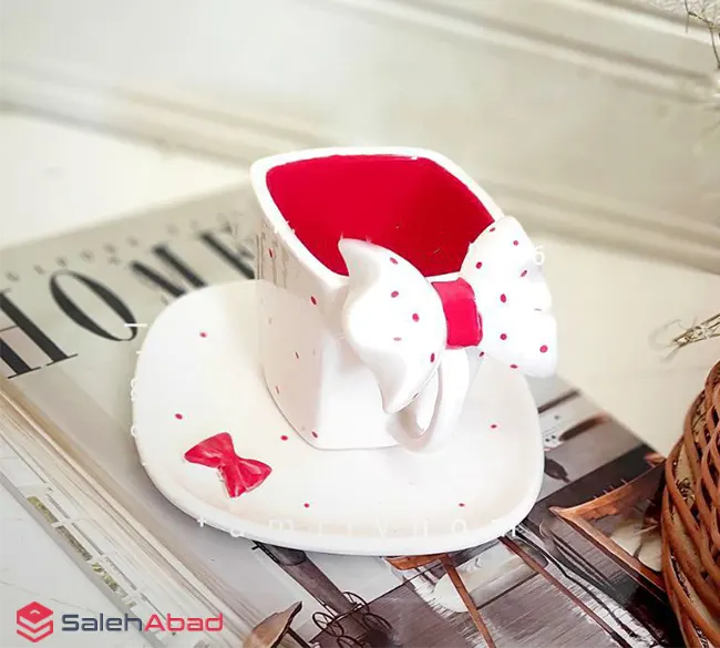 فروش عمده فنجان نعلبکی طرح پاپیون سرامیکی