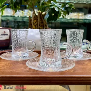 فروش عمده استکان نعلبکی شیشه ای 12 پارچه DELI