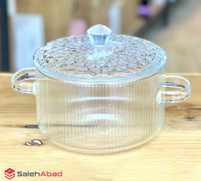 فروش عمده مینی قابلمه پیرکس شیار دار 1.8 لیتر