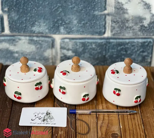 فروش عمده قندان سرامیکی آلبالو برجسته