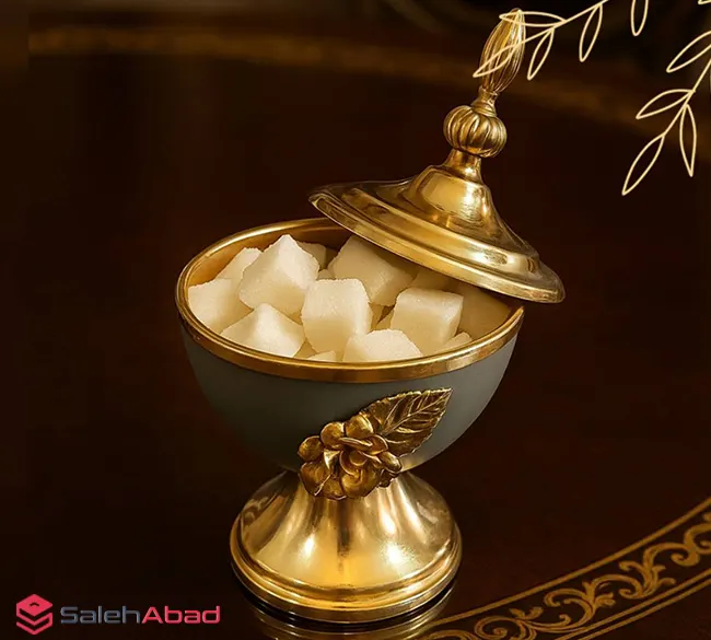 فروش عمده قندان فلزی پایه دار طرح گل رز