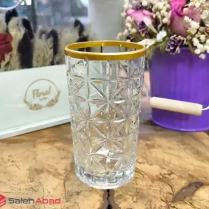 فروش عمده لیوان بلور بلند لب طلا فلاور